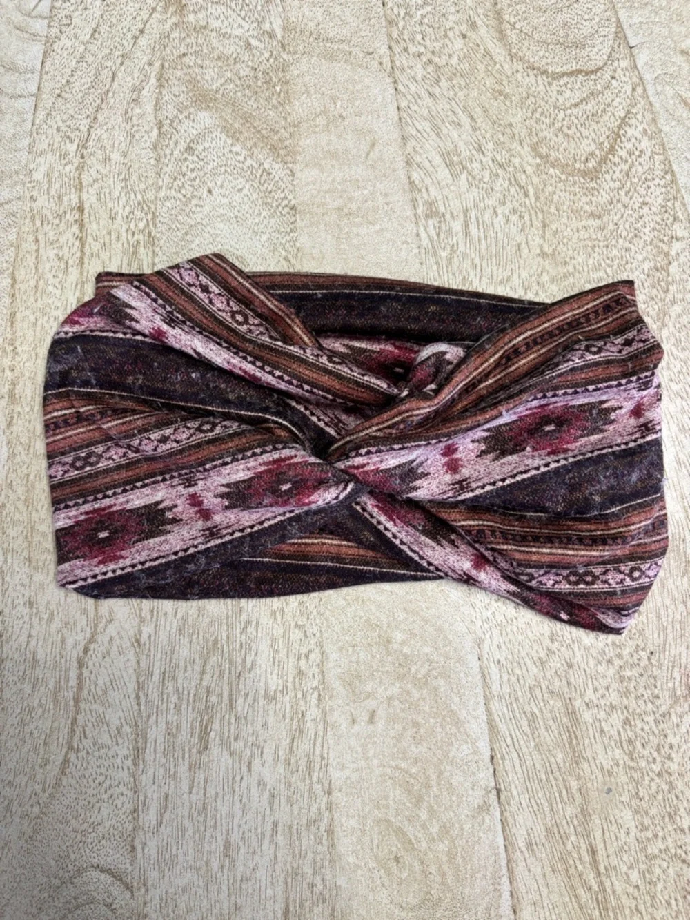 Boho Twisted Headband in Burgundy and Brown